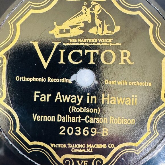 Vernon Dalhart Carson Robison Just A Melody 10 Inch Shellac 78 RPM Victor 20369 - Picture 4 of 4